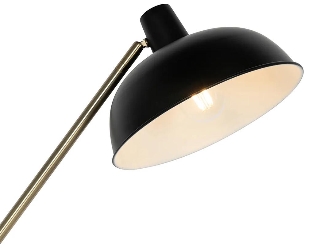 Retro vloerlamp zwart met brons - Milou Retro E27 Binnenverlichting Lamp