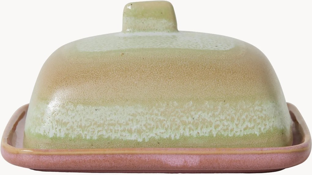 Handgemaakte botervloot 70's met reactief glazuur