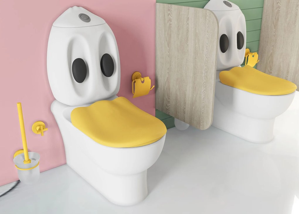 Sanigoods Feliz staand toilet wit met gele softclose zitting