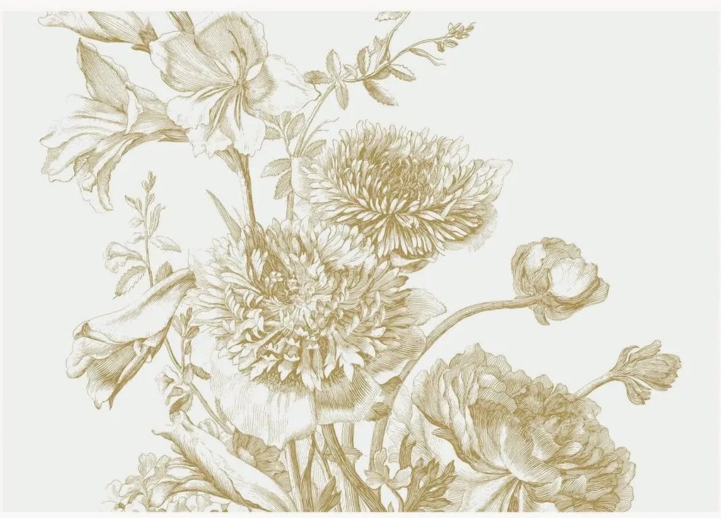 Vliesbehang Engraved Flowers