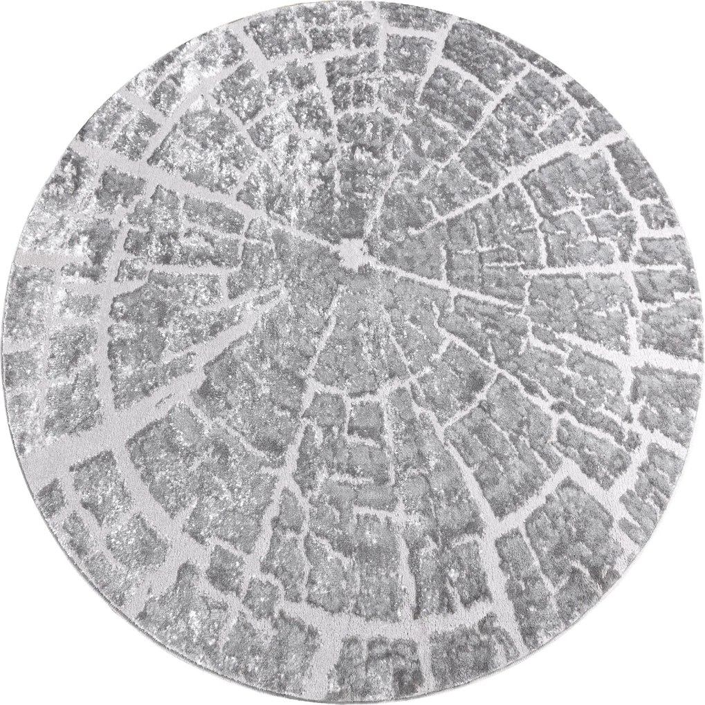 Tapijt MEFE modern  Rond ,  6185 Boomstam , boom , Structureel,  twee poolhoogte , grijskleuring