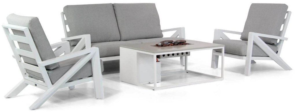 Stoel en Bank Loungeset 4 personen Aluminium Wit Santika Furniture Santika Cinta