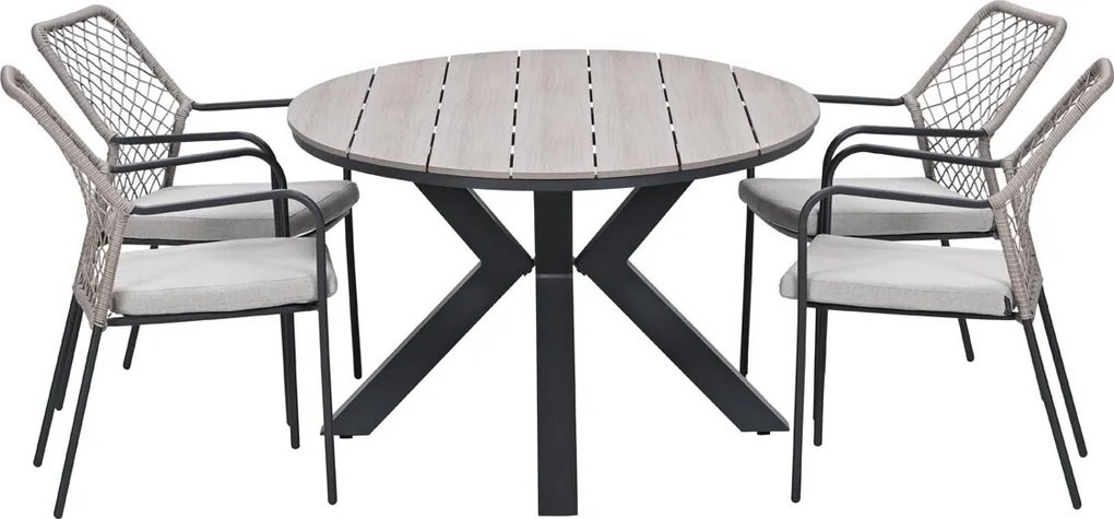 Garden Impressions Ross tuinset sand 5-delig - Tulli tuintafel 180x115 cm