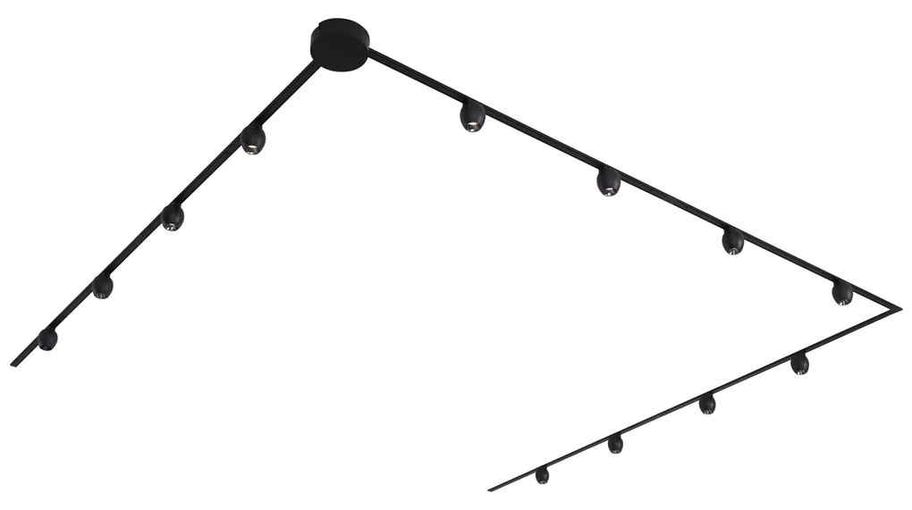 Modern railsysteem met 12 spots zwart 1-fase - Magnetic Zagaye