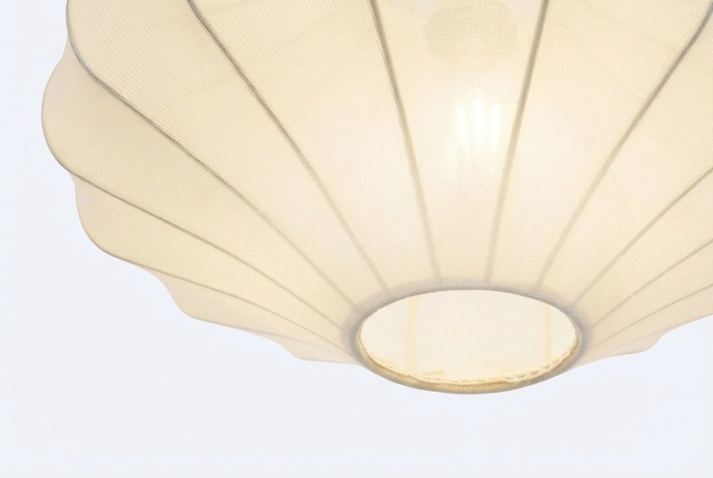 Japandi Hanglamp Beige Met Stoffen Kap - Plu Zand/Beige