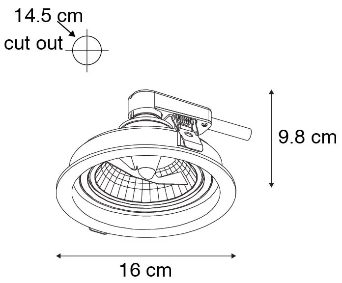 Ronde inbouwspot zwart verstelbaar - Chuck 111 Modern GU10 Binnenverlichting Lamp