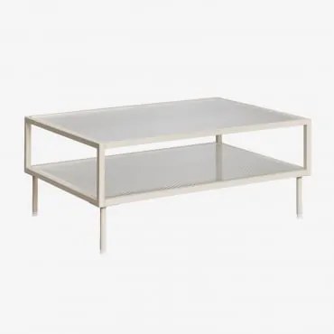 Paoline Rechthoekige Salontafel Van Staal En Glas Beige – Crème - Sklum