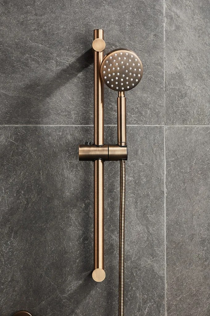 Saniclear Antique doucheset met thermostatische kraan, handdouche en glijstang verouderd messing