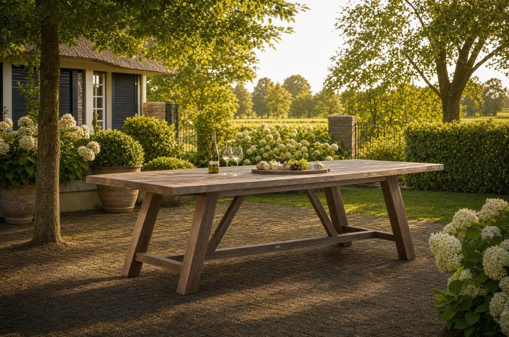 Dining Tuintafel rechthoekig 260 x 100 cm Old teak greywash Lazio