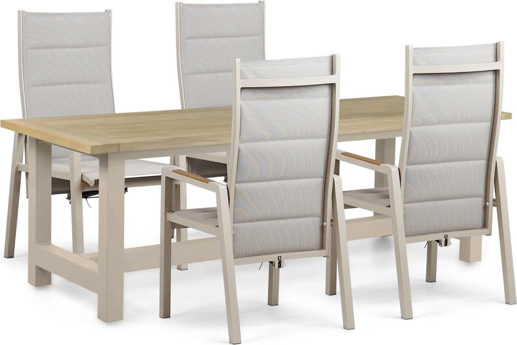 Tuinset 4 personen 200 cm Aluminium Taupe Lifestyle Garden Furniture Essence/San