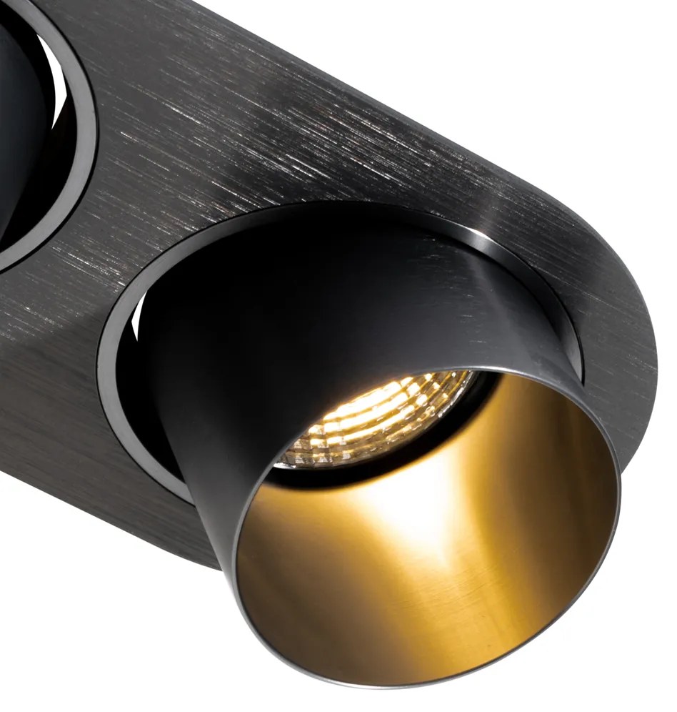 Set van 6 inbouwspots gunmetal GU10 70mm kantelbaar 2-lichts - Installa Binnenverlichting Lamp