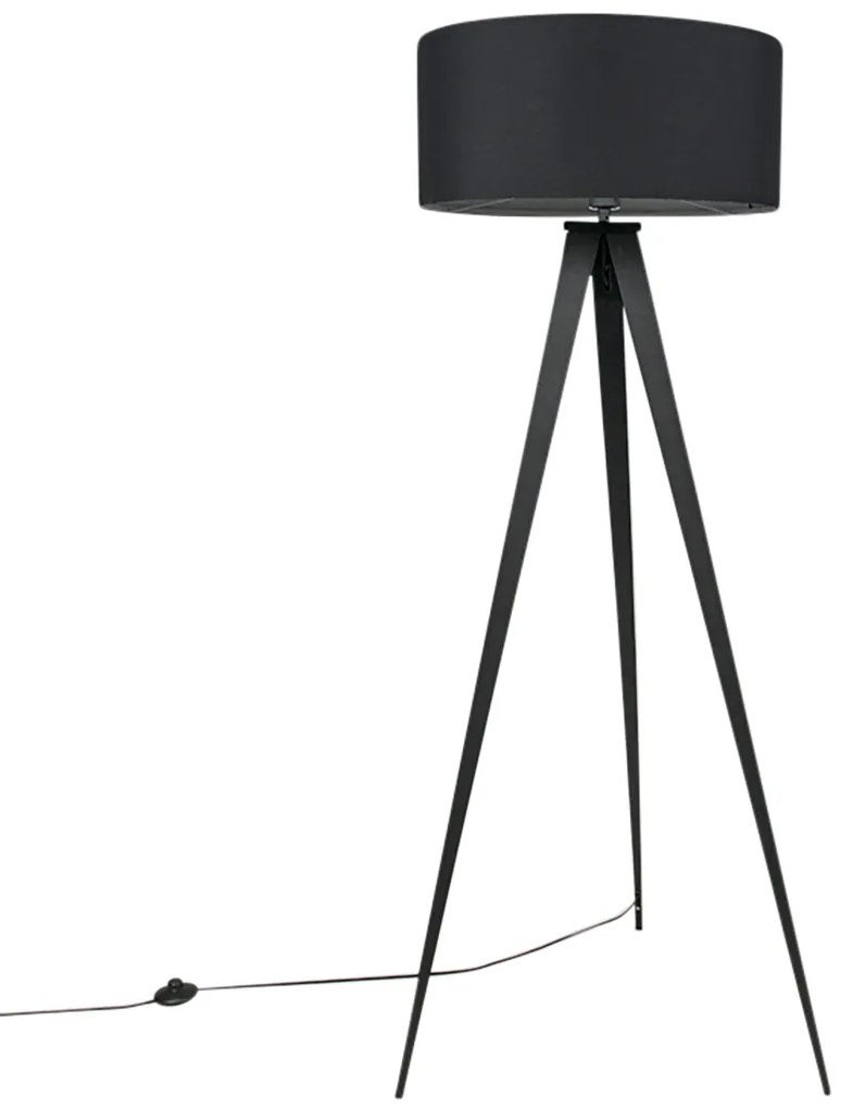 Moderne vloerlamp zwart met zwarte kap - Ilse