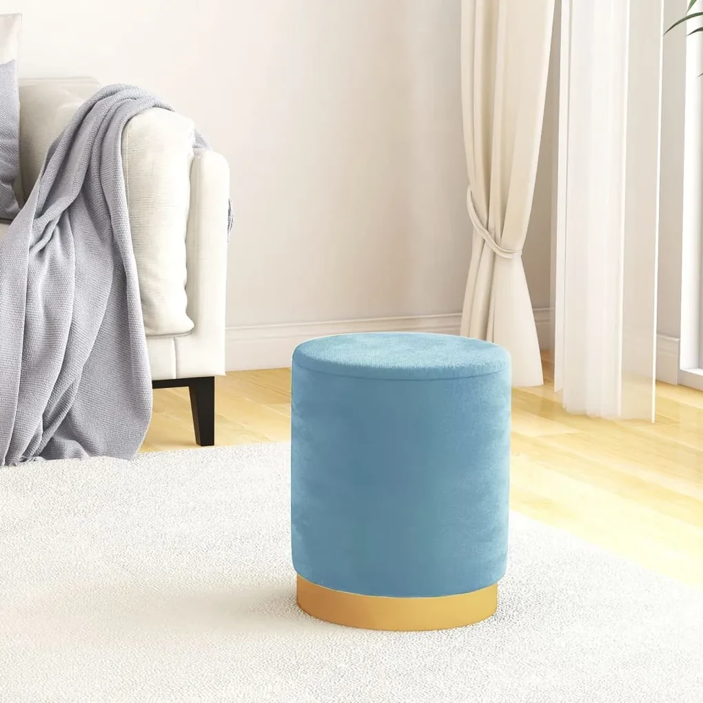 vidaXL Hocker met opbergruimte rond fluweel lichtblauw