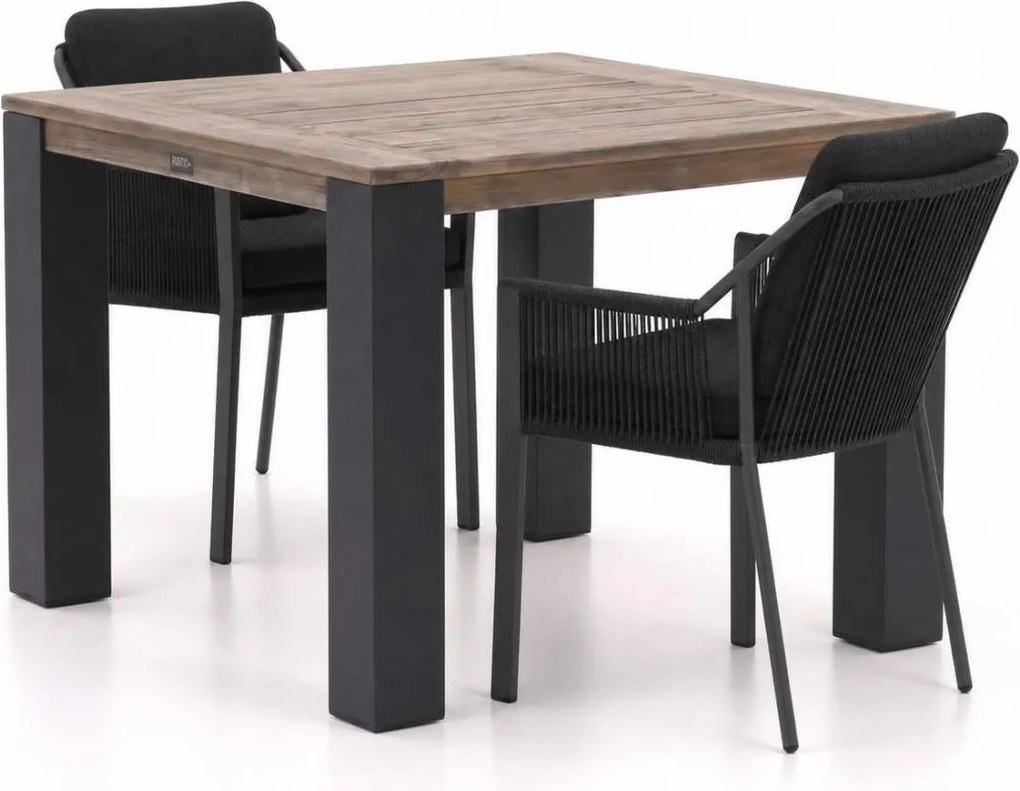 Diningset Tierra Outdoor | 2 personen teakhout | Tuinset stapelbaar | 3-delig | Kees Smit Tuinmeubelen