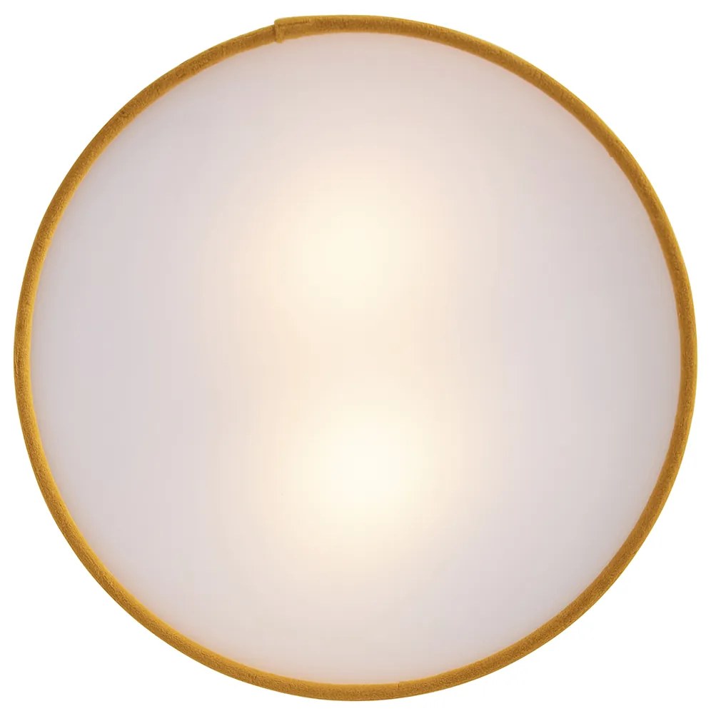 Moderne plafondlamp oker 30 cm met gouden binnenkant - Drum