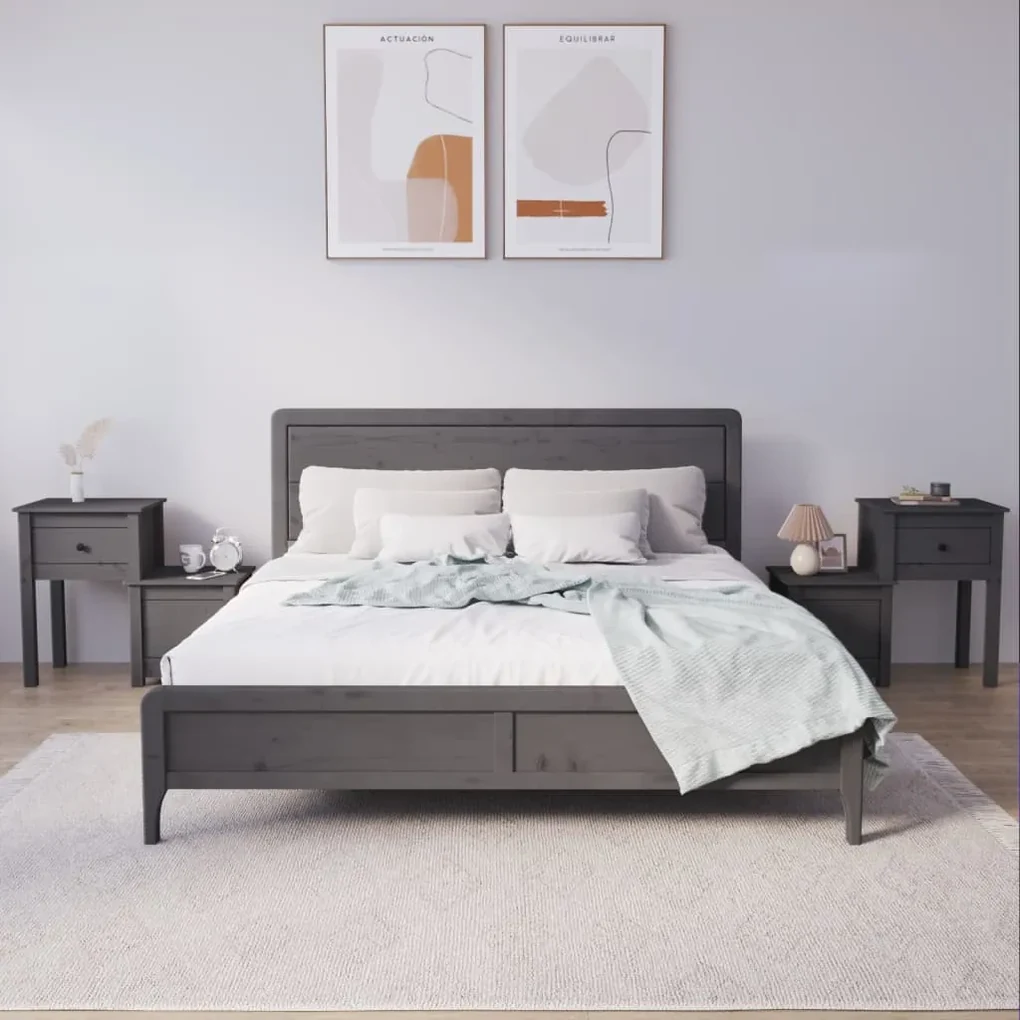 vidaXL Nachtkastjes 2 st 79,5x38x65,5 cm massief grenenhout grijs