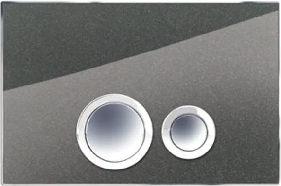 Rezi Design bedieningsplaat glas DF met 2 ongelijke druktoetsen in verchroomd messing 260x173mm zwart/staal/chroom BB3651D2ZS