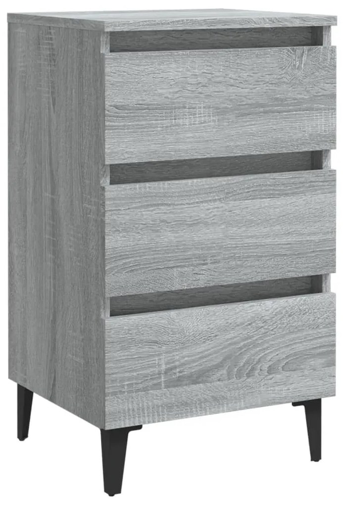 vidaXL Nachtkastje met metalen poten 40x35x69 cm grijs sonoma eiken