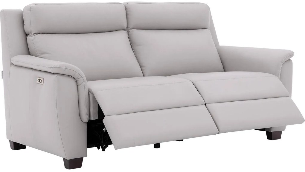 Goossens Excellent Bank Vlore grijs, leer, 2,5-zits, stijlvol landelijk