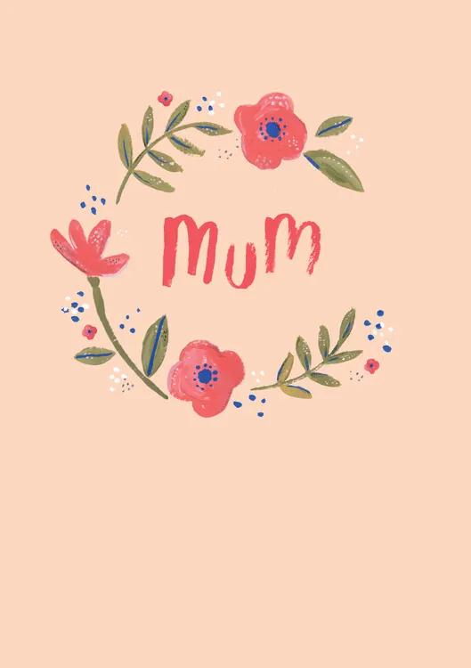 Ilustratie Mum floral wreath, Laura Irwin, (26.7 x 40 cm)