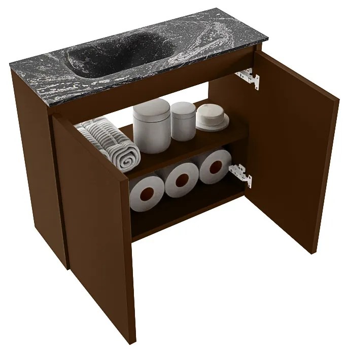 Mondiaz Ture DLux toiletmeubel 60cm rust met wastafel lava links met kraangat