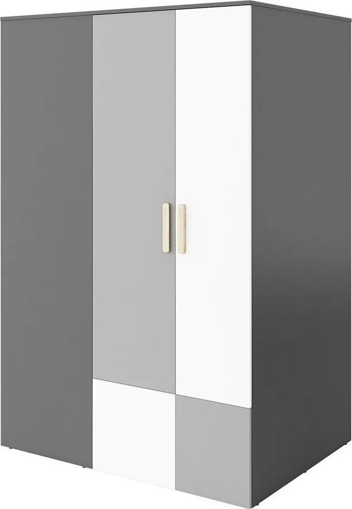 Kledingkast Veravie 132, Wit, Lichtgrijs, Grafiet, 193x130x93cm, 120 kg, Kledingkast deuren: Met scharnieren