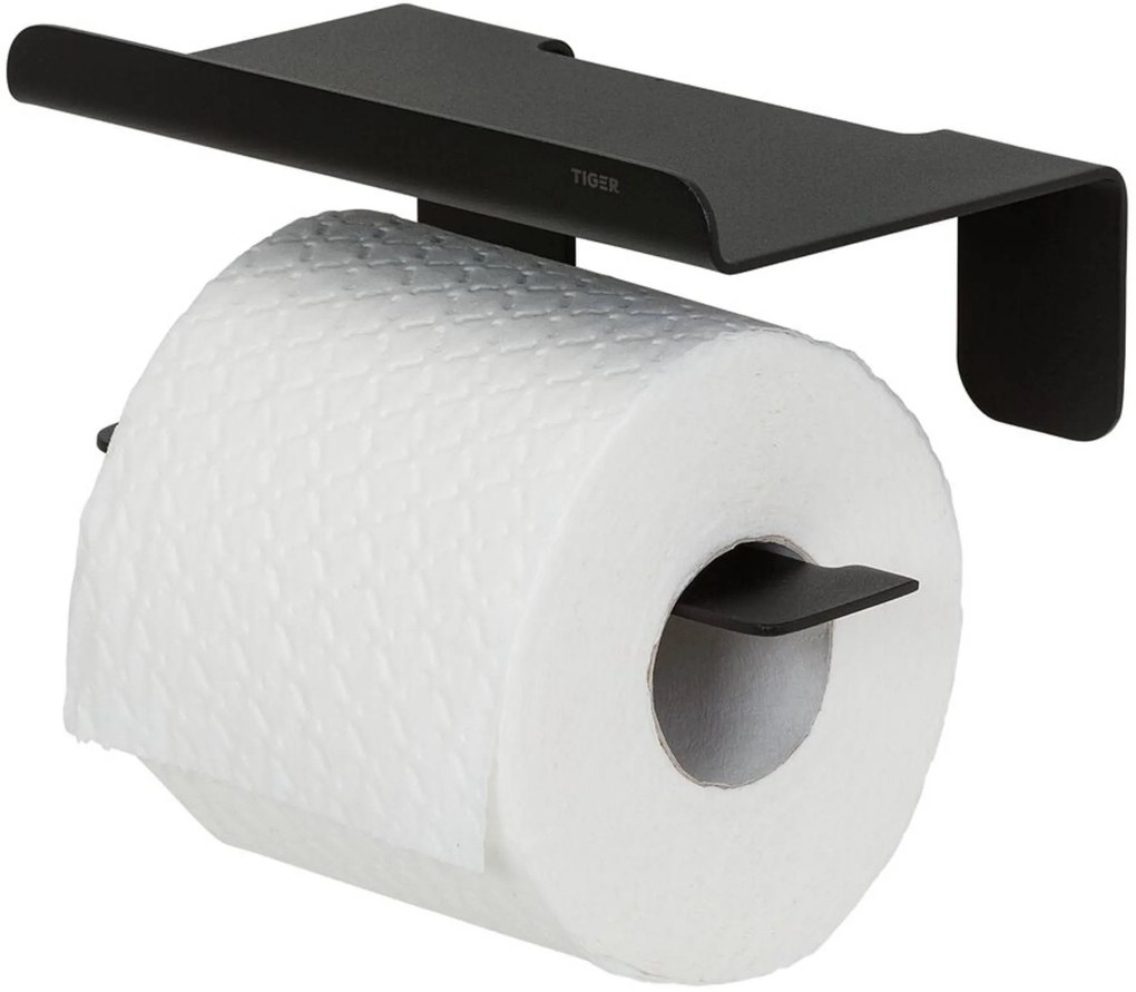 Tiger Colar toiletrolhouder met planchet zwart