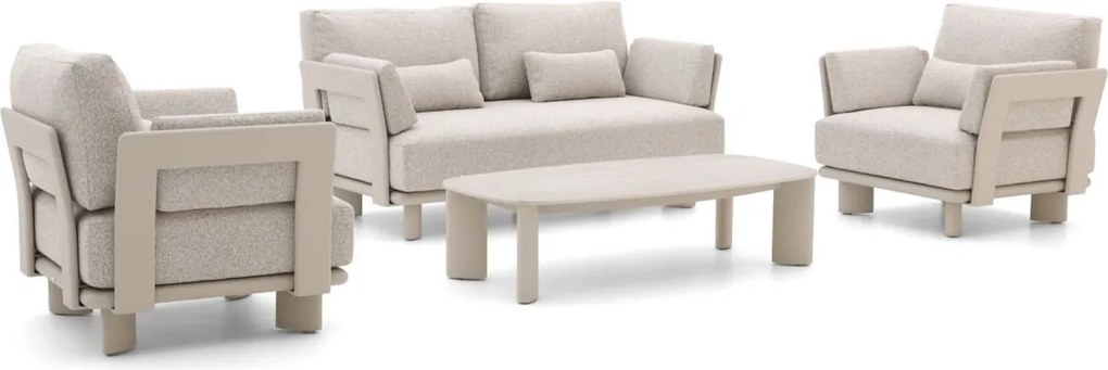 Stoel-bank loungeset Bellagio  | 4 personen | Loungeset Beige | Aluminium | Kees Smit Tuinmeubelen