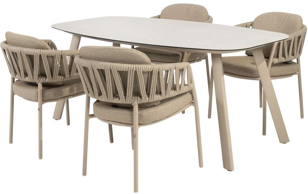 Calma Manolo dining tuinset 180x95xH75 cm 5 delig latte keramiek Taste 4SO