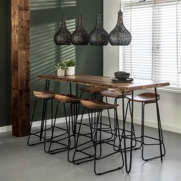Livin24 | Bartafel Bram - totaal: lengte 180 cm x breedte 70 cm x hoogte bruin, zwart bartafels acaciahout tafels meubels | NADUVI outlet