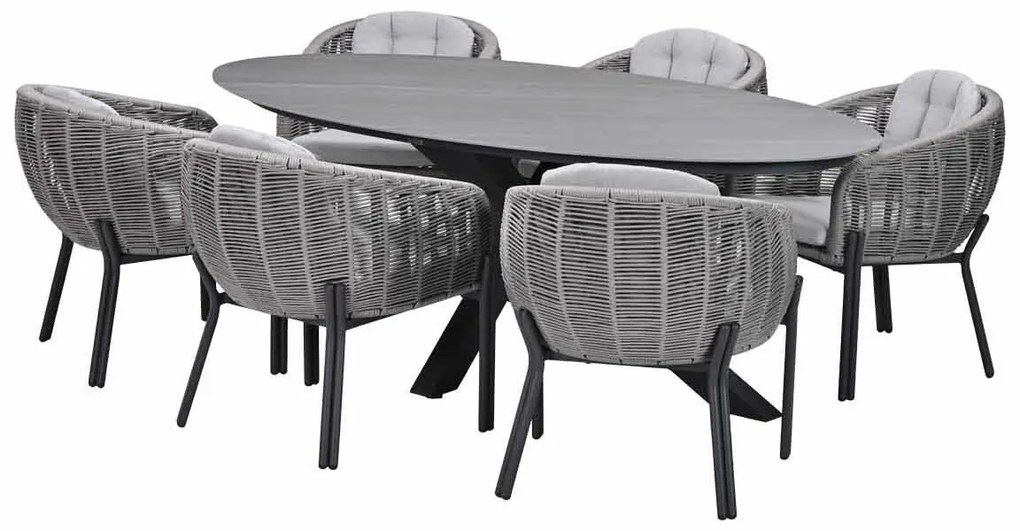 Garden Impressions Padula tuinset 7-delig - Scot tuintafel Napoli sand 230x115 cm