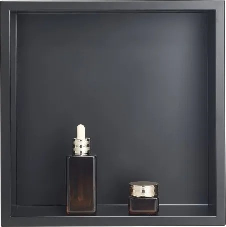 VEVOR Douchenis, 10,16 x 33,02 x 33,02 cm, Verzonken wandnis, Doucheplank van roestvrij staal, Opberger voor zeep en shampoo, Duurzaam en eenvoudig te installeren, Zwart voor badkamer