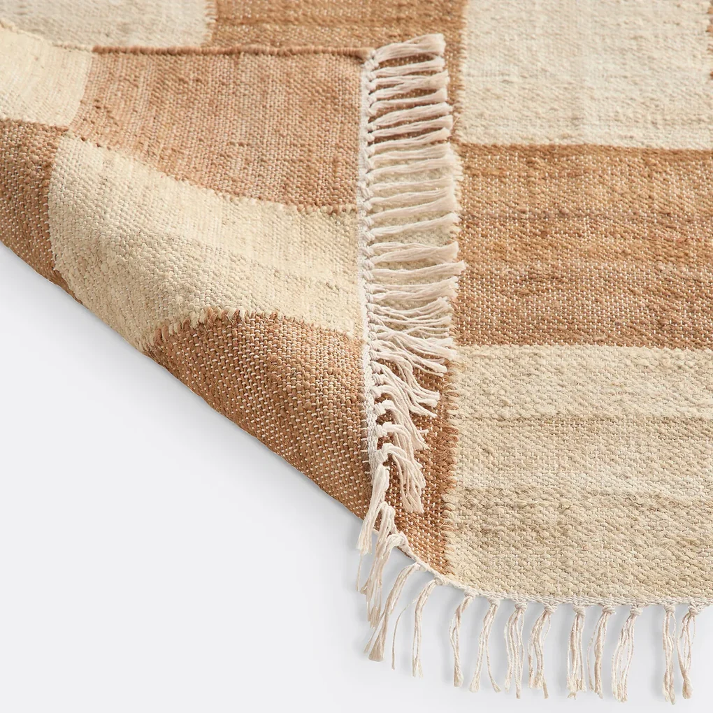 Vloerkleed 78% jute, dambordmotief, Ionisa