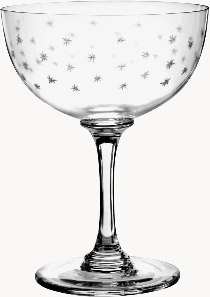 Mondgeblazen kristallen champagneglazen Stars, 6-delig