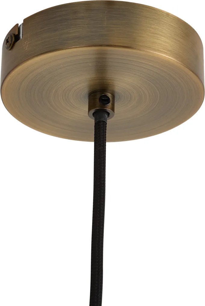 Art Deco hanglamp brons met amber glas recht 8-lichts - Text