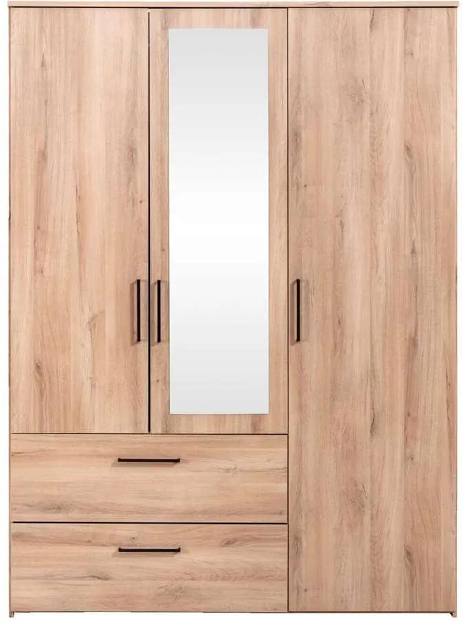 Kledingkast Orleans 3 deurs - eikenkleur - 201x145x58 cm - Leen Bakker