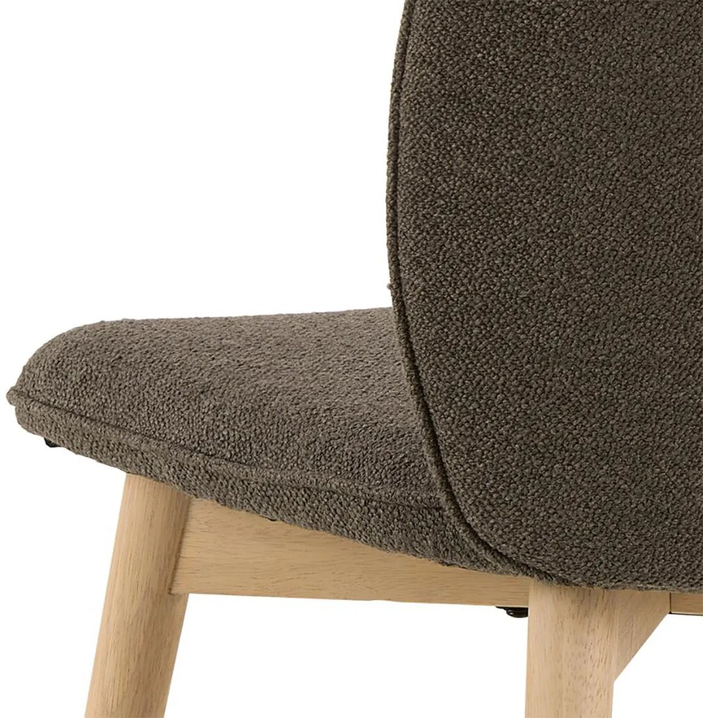 Eetkamerstoel Met Houten Poten Taupe Boucle
