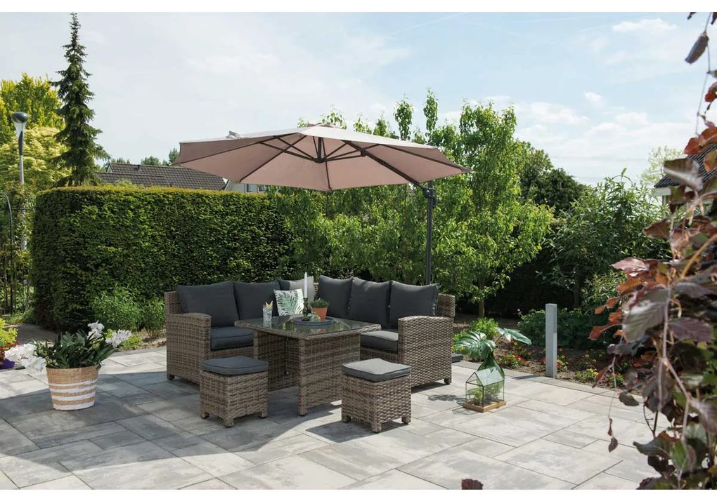 Garden Impressions Hawaii zweefparasol S Ø300 - donker grijs - taupe