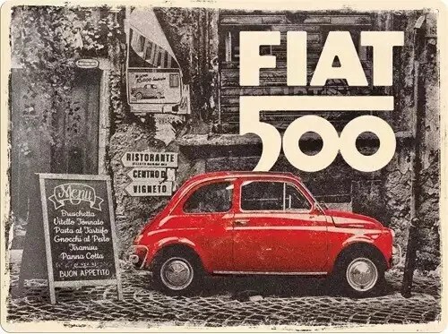 Metalen bord Fiat 500 Retro