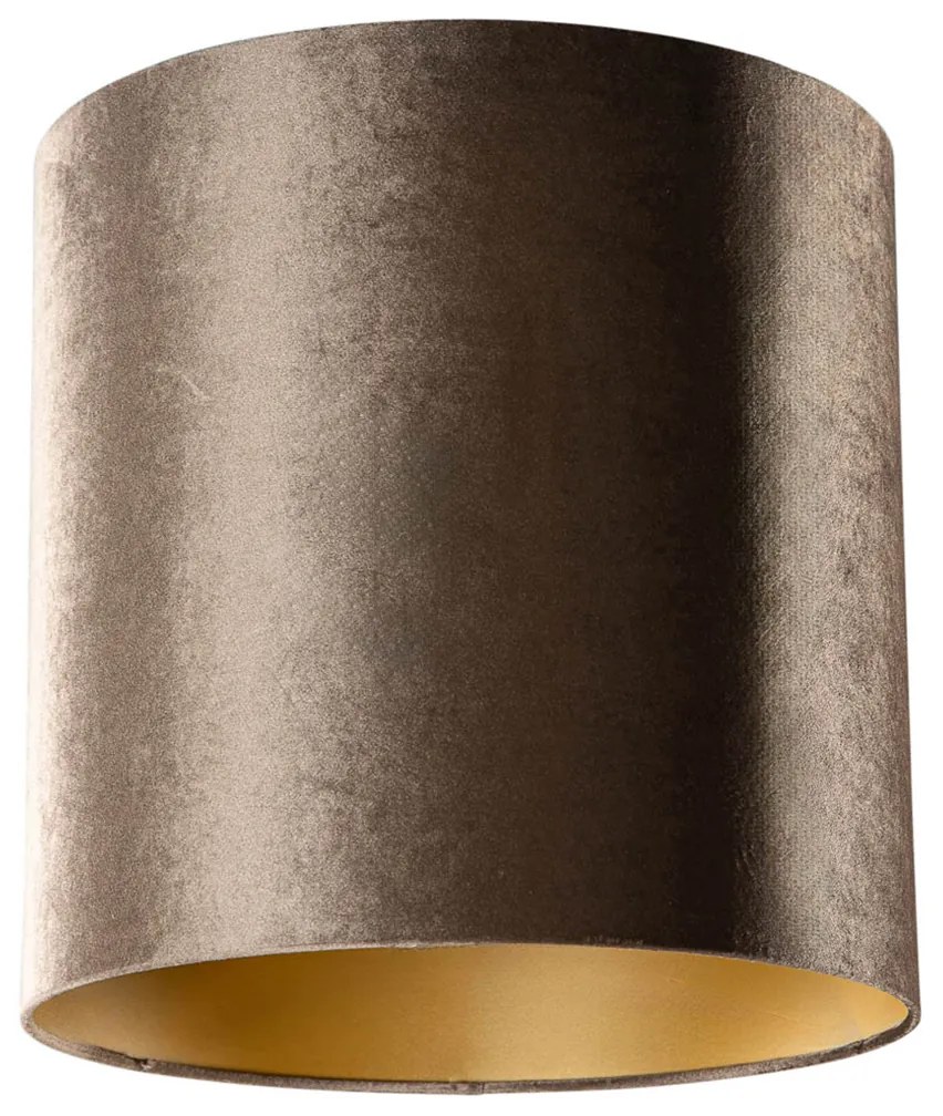 Velours lampenkap bruin met gouden binnenkant 40/40/40 Klassiek / Antiek cilinder / rond