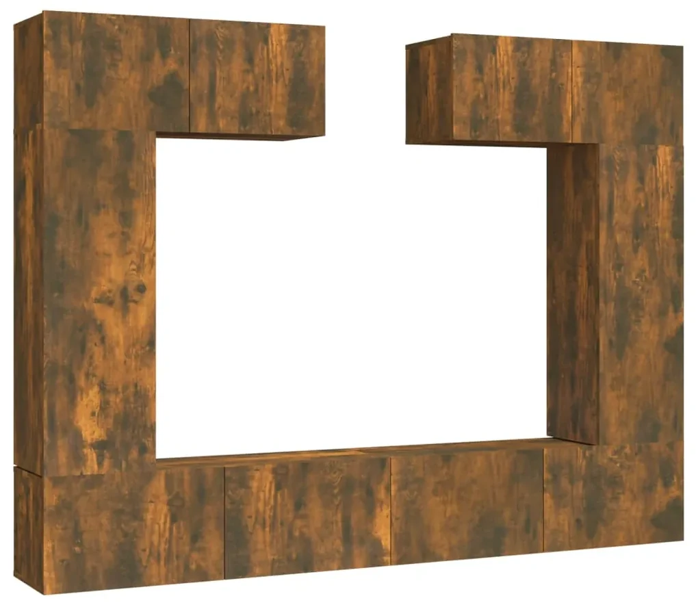 vidaXL 6-delige Tv-meubelset bewerkt hout gerookt eikenkleurig