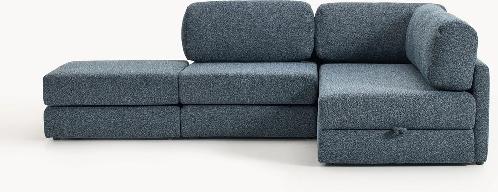 Bouclé slaapbank Ladina (3-zits) met opbergruimte