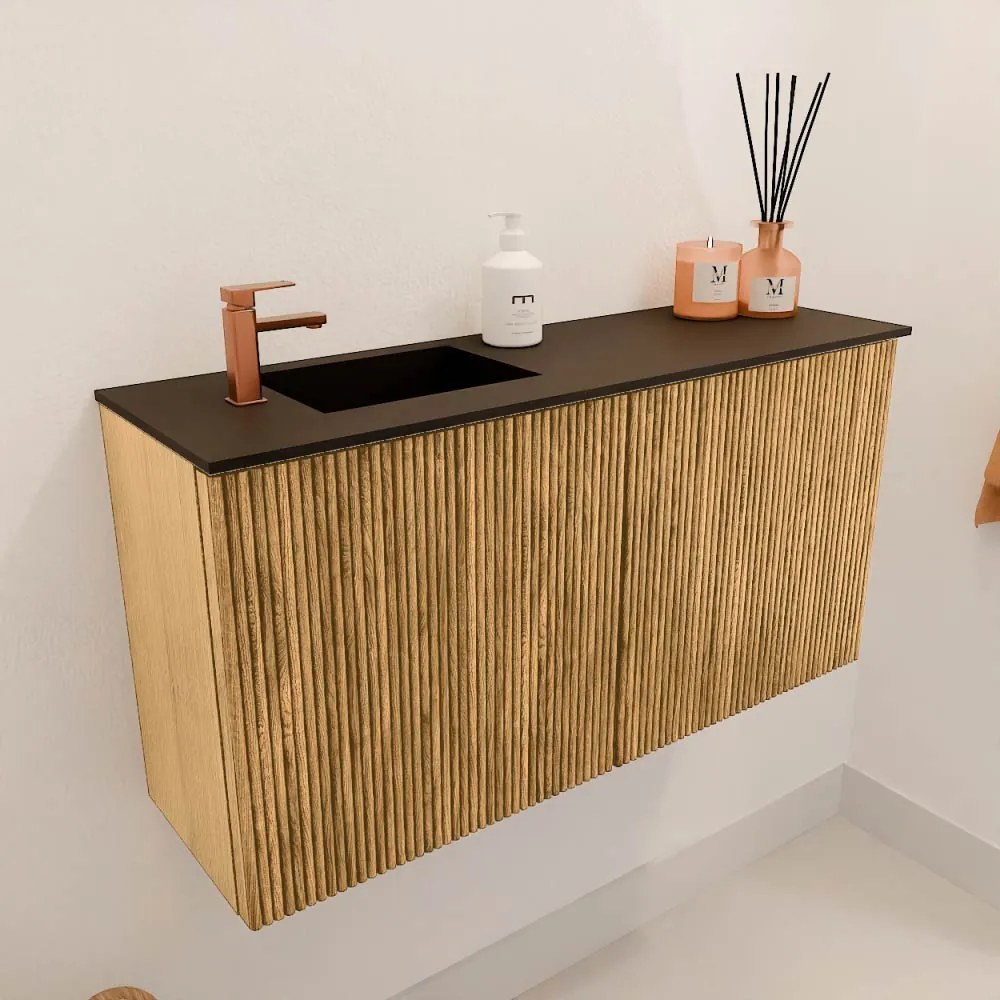 Mondiaz Joya 80cm toiletmeubel oak met wastafel faye links 1 kraangat urban