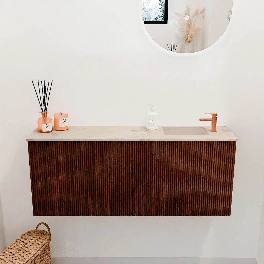 Mondiaz Joya DLux 100cm toiletmeubel ruby met wastafel faye rechts 1 kraangat frappe