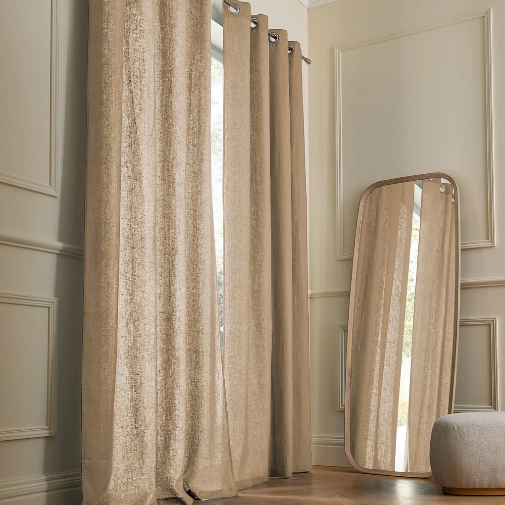 Gordijn in gewassen linnen met oogjes, Private