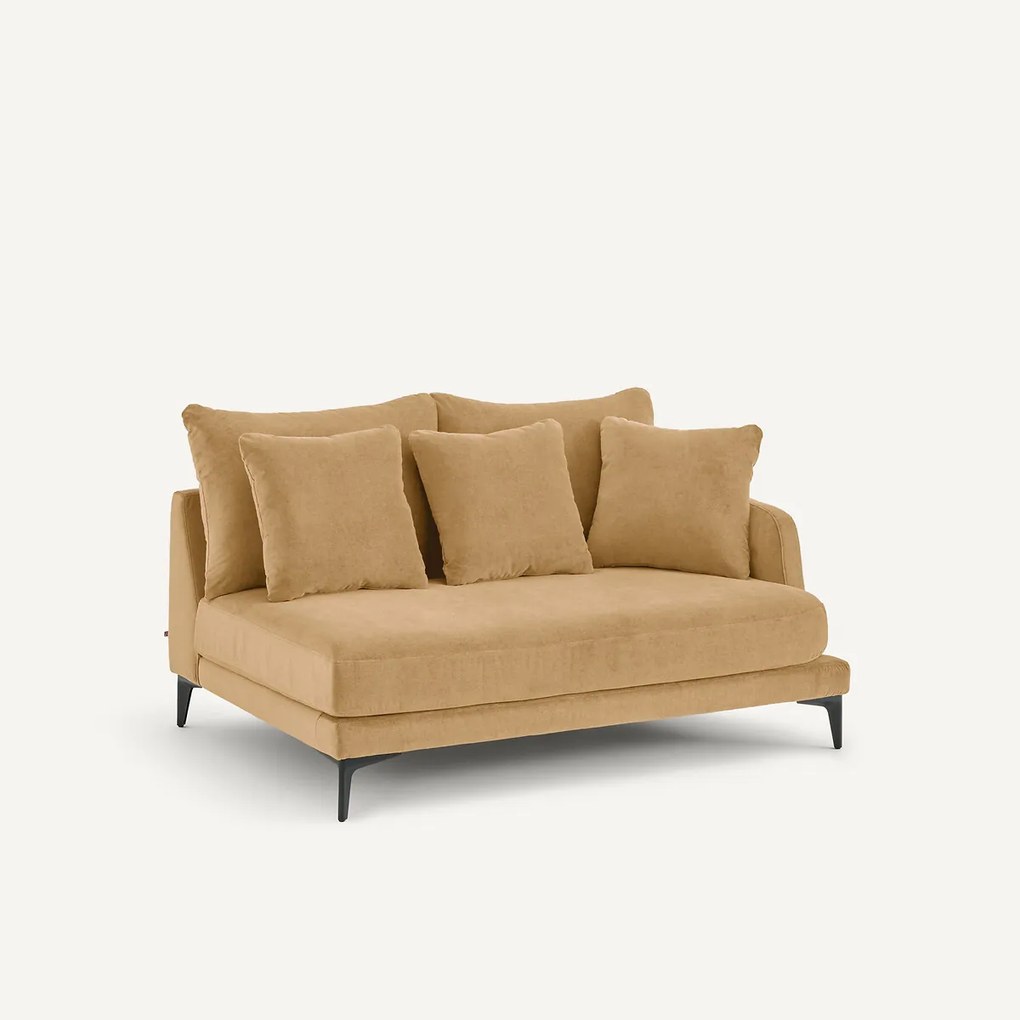 Halve bank in stone-kleurig fluweel, 2-zit, MODERNISTE