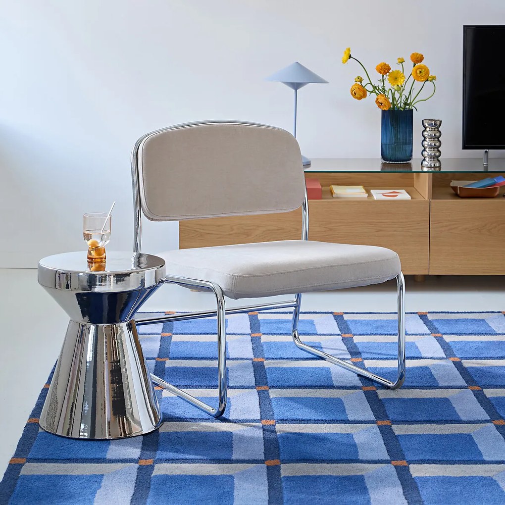 Fauteuil van chroom en stof, Celestina