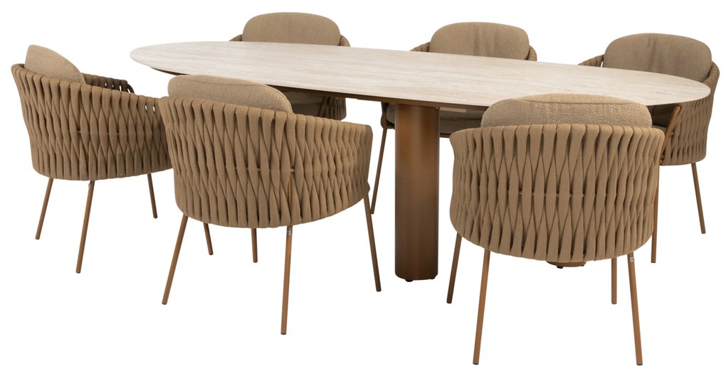 Estate Molina dining tuinset 240x105xH75 cm 7 delig keramiek amber 4 Seasons Outdoor