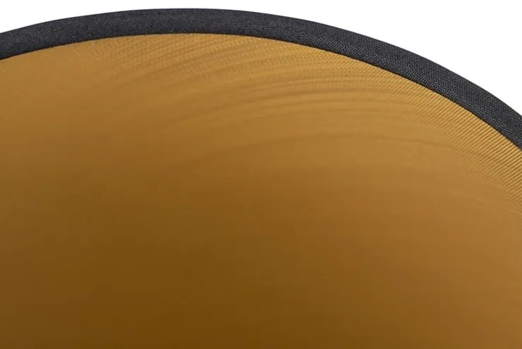 Katoenen lampenkap zwart 20/15/13 met gouden binnenkant