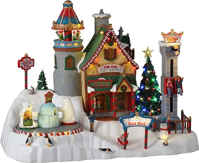 Lemax - 'North Pole Fun Fair' - Verlichte attractie met animatie &amp; muziek/geluid - Inclusief adapter